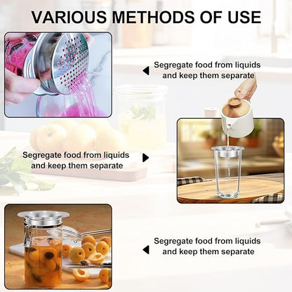 2 Pcs Metal Tuna Can Strainer - Stainless Steel Food-Grade Press Colander for Canned Fish, Beans, Vegetables (2)