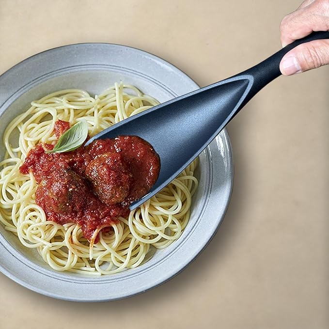 Cooking Spoon for Nonstick Cookwares, VOVOLY Silicone Spoon for Mixing, Scoop, and Scrape,Seamless Design, 12.6'', 2 Pack, Black - Image 4