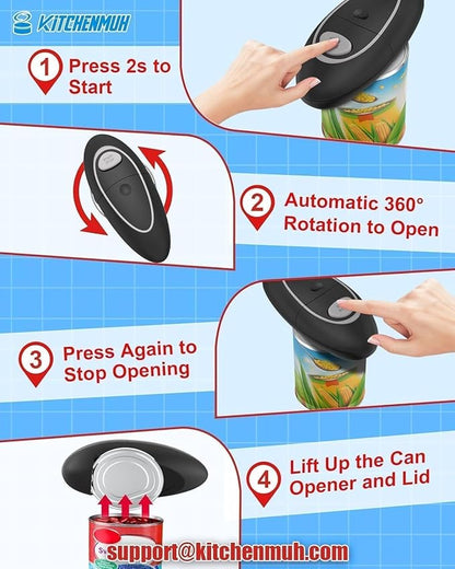 One Touch Electric Can Opener Fits All Can Sizes for Seniors with Arthritis, Battery Operated Can Opener with Smooth Edge, Food Safe Kitchen Gadgets Automatic Can Opener for Kitchen - Image 2
