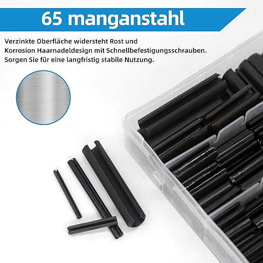 385PCS Roll Pin Set - 26 Sizes Spring Dowel Tension Roll Pins - 1/8 1/4 3/8 1/16 5/64 3/32 5/16 5/32 5/16 Split Expansion Pin Assortment Kit for Home Improvement Automotive Repair - Image 3