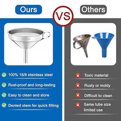 Kitchen Funnel with Strainer and 200 Fine Mesh Filter, 5 Inch Food Grade 18/8 Stainless Steel Fryer Oil Filter Funnel, Funnels for Kitchen use Filling Bottles, Cooking Oil Filter Strainer - Image 6