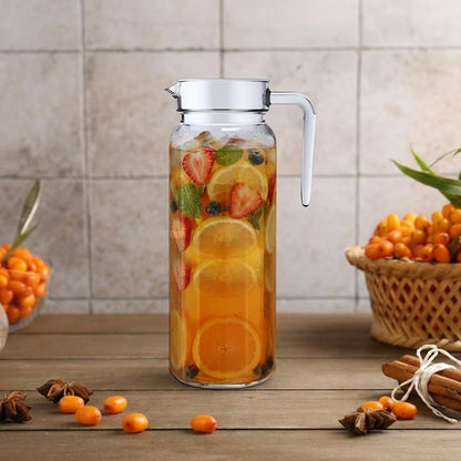 Didaey 4 Pcs Acrylic Water Pitcher with Lid, Spout Handle Clear Plastic Pitcher Heat Resistant Carafe Unbreakable Beverage Container Fridge Jug for Juice Ice Tea Sangria Lemonade (37 oz,Star Anise)