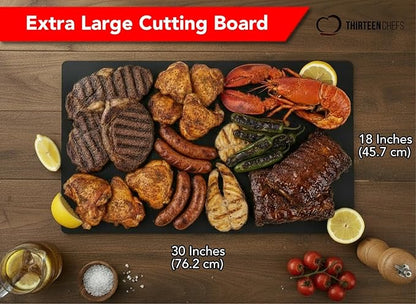 Thirteen Chefs 30x18 Extra Large Cutting Board for Fish, Meat, BBQ - 1/2 Inch Thick Black Plastic, Commercial Grade HDPP Poly with NSF Stamp, 10 pounds - Image 2
