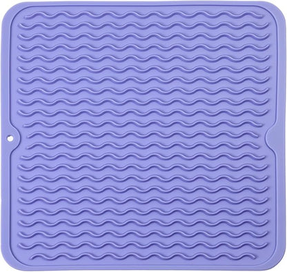 MicoYang Silicone Dish Drying Mat for Multiple Usage,Easy clean,Eco-friendly,Heat-resistant Silicone Mat for Kitchen Counter or Sink,Refrigerator or Drawer liner Light Purple M 12 inches x 12 inches by MicoYang