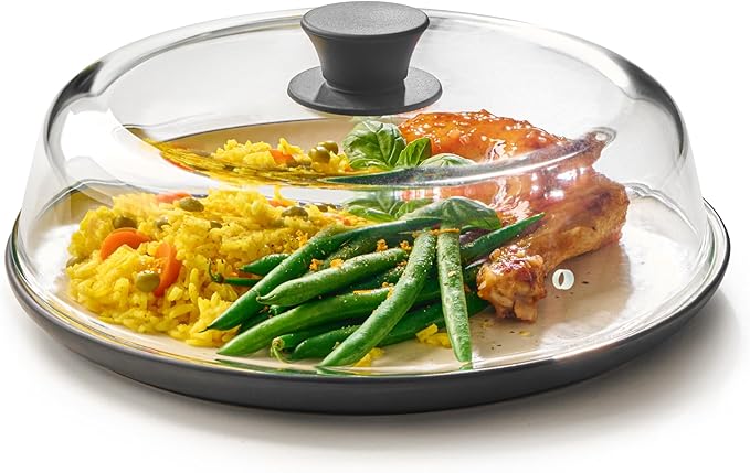 Le'raze 10inch Glass Microwave Splatter Cover for Food - 100% Food Grade BPA & Lead Free - Dishwasher Safe - Cookware & Bakeware Serving Dish Plate Mess Guard Lid with Easy Grip Silicone Handle Knob - Image 7