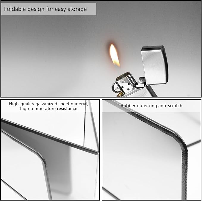 Splatter Guard for Frying Non-Stick 3 Sided Foldable Grease Splatter Screen Stainless Steel Backsplash Anti Splatter Shield Guard for Stove Screen Protector for Frying Stove Top Wall Easy to Clean