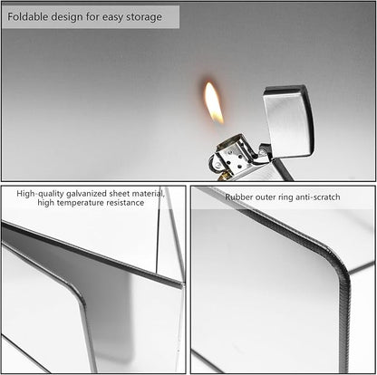 Splatter Guard for Frying Non-Stick 3 Sided Foldable Grease Splatter Screen Stainless Steel Backsplash Anti Splatter Shield Guard for Stove Screen Protector for Frying Stove Top Wall Easy to Clean