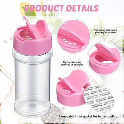 Eccliy 36 Pack 3 oz Clear Plastic Spice Jars with Label and Shaker Lids Empty Spice Bottles Seasoning Containers Seasoning Jars Shaker Condiment Pots for Pepper Herbs Powders (Pink) - Image 3
