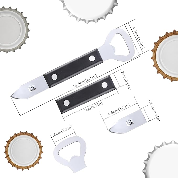 2PCS Bottle Opener, JINLIFA Stainless Steel Manual Can Punch Bottle Cap Beer Bottle Openers, Dishwasher Safe - Image 3