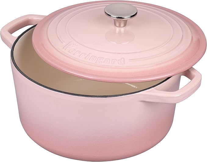 VORRINGARD Enameled Cast Iron Dutch Oven Pot with Lid, for Bread Baking, Round Bread Oven- include Sourdough Bread Baking Supplies Set, 6QT, Pink - Image 4