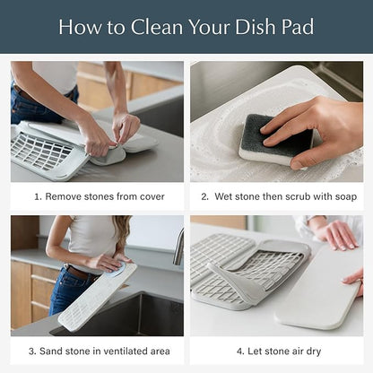 Dorai Home Dish Pad - Collapsable Stone Dish Drying Mat with Diatomaceous Earth for Quick Drying - Ultra Absorbent - Encased in Woven Silicone - Eco-Friendly, Foldable - Original 19.9"x15.2", Slate - Image 6