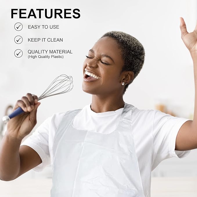 MT Products 2 Mil White Disposable Poly Aprons 46"x28" - Waterproof Plastic Bibs for Cooking, Dishwashing & Art (Bulk) - Image 5