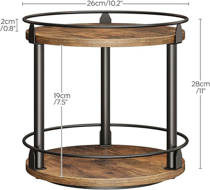 YATINEY Lazy Susan Organizer, Rotating Spice Rack, 2 Tier Spice Turntable Organizer, Industrial Turntable Spice Holder, for Kitchen Countertop and Cabinet, Compact and Versatile, Rustic Brown SR22BR - Image 7