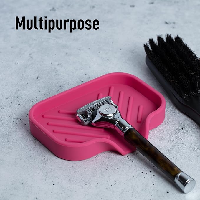 Zulay Kitchen Small Silicone Sponge Holder (4.9x3.3”) – Space-Saving Sink Organizer Tray for Sponge, Soap, Brush & More – Compact Non-Slip Dish for Kitchen & Bathroom (Honeysuckle) - Image 5