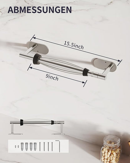 Paper Towel Holder Under Cabinet, Self Adhesive or Wall Mount for Kitchen Bathroom, Stainless Steel Paper Towel Holders with Damping Effect, Single Hand Operable (Silver) - Image 8