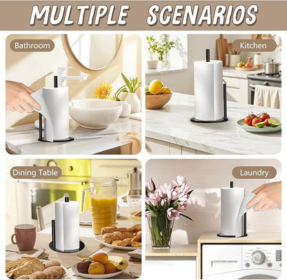 Paper Towel Holder Countertop, Premium Stainless Steel Black Paper Towel Holder with Anti Slip & Waterproof, Freestanding Countertop Paper Towels Holder for Kitchen, Tabletop, Bathroom - Image 2