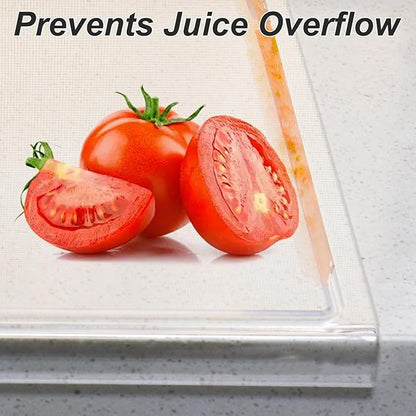JJL Acrylic Cutting Board with Counter Lip, 16 x 12.5 Inches, Food-Grade & Anti-Slip, Clear, with Juice Groove – Perfect for Cutting Food with Juice, Ideal Choice for Kitchen Countertop Décor