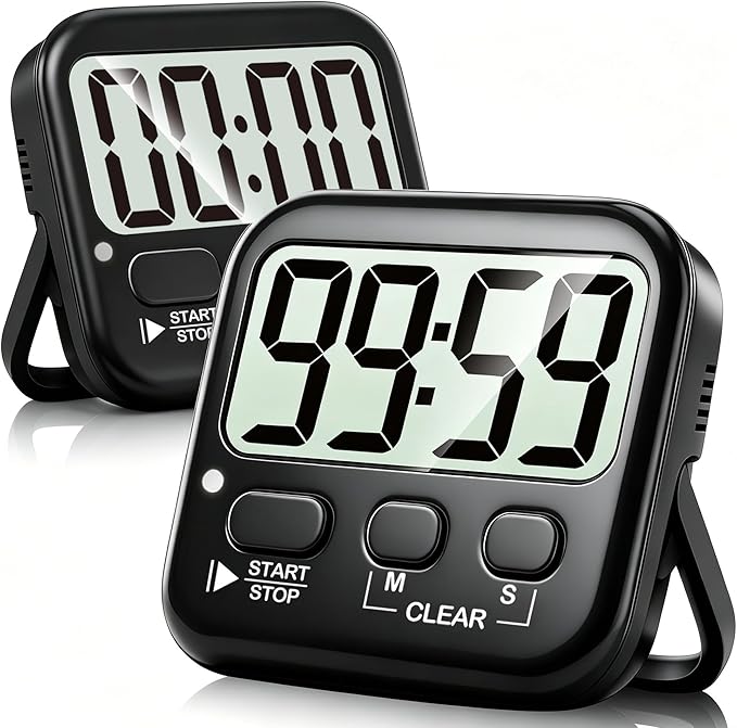 Antonki 2 Pack Digital Timer for Kids, Magnetic Countdown Kitchen Timers for Cooking, Egg, Classroom, Teacher, Exercise, Study, Oven - Battery Included by Antonki