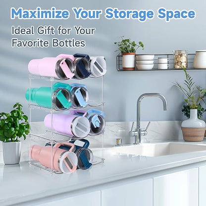 Stackable Water Bottle Organizer for Stanley 40 oz Tumbler, Water Bottle Holder for Cabinet, Pantry Kitchen Organizers and Storage for Stanley Cup Accessories, Tumbler Organizer and Wine Rack, 4Pack - Image 6