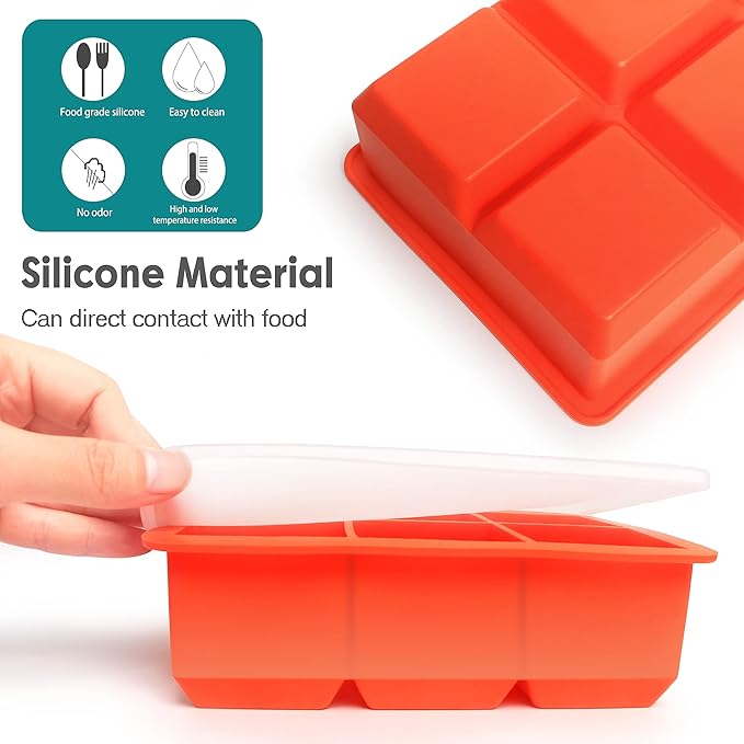 Excnorm Silicone Ice Cube Trays 3 Pack - Large Size Silicone Ice Cube Molds with Leak Proof Removable Lid Square Ice Cube Tray And BPA Free for Cocktail,Whiskey, Stackable Flexible Ice - Image 7