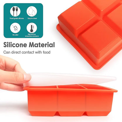 Excnorm Silicone Ice Cube Trays 3 Pack - Large Size Silicone Ice Cube Molds with Leak Proof Removable Lid Square Ice Cube Tray And BPA Free for Cocktail,Whiskey, Stackable Flexible Ice - Image 7