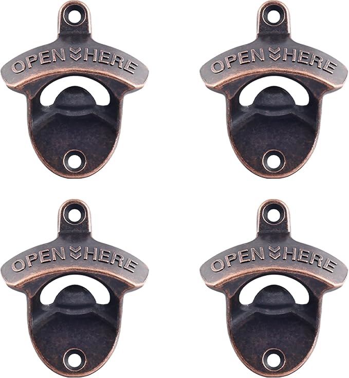 Aged Style Wall Mounted Bottle Opener, Stainless Table Mount Cola Opener for Rustic Bar or Restaurant (Pack of 4) by Wallmountedbottleopener