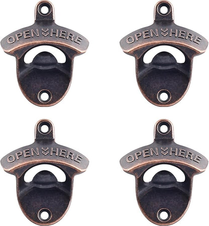Aged Style Wall Mounted Bottle Opener, Stainless Table Mount Cola Opener for Rustic Bar or Restaurant (Pack of 4) by Wallmountedbottleopener