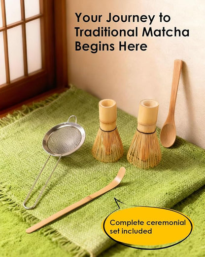Bamboo Matcha Whisk Set with 2-pack 100% Natural Bamboo matcha Whisk,Sifter,Tea Scoop and Tea Spoon，Handcrafted Traditional Japanese Chasen, Matcha Kit for Authentic Matcha Tea Preparation - Image 7