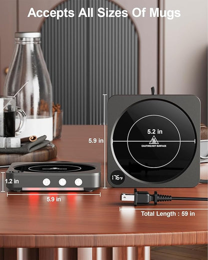 Mug Warmer - 36W Coffee Mug Warmer for Desk with Temperature Display, 2-12Hrs Auto Shut Off, Smart Candle Warmer - Ideal Coffee Gifts Accessories Keep Beverages Coffee Warmer (Black) - Image 6