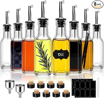Salzesfalls 6oz Oil Dispenser for Kitchen with Stainless Steel Pourer Spouts,8 Pack Olive Oil Dispenser Bottle,Olive Oil Dispenser by Salzesfalls