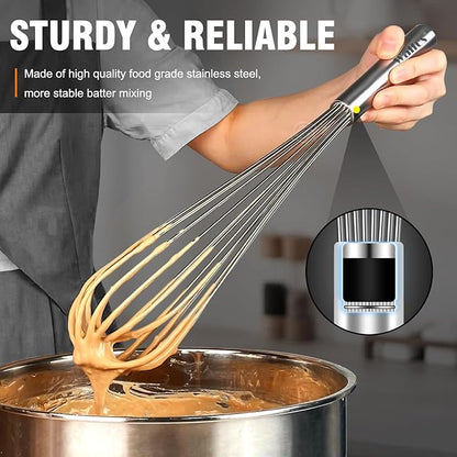 Walfos Whisk,17in Large Whisks, Heavy Duty Stainless Steel Wire Whisk Ideal For Beating Eggs, Blending Sauces, Mixing Batter. - Image 8