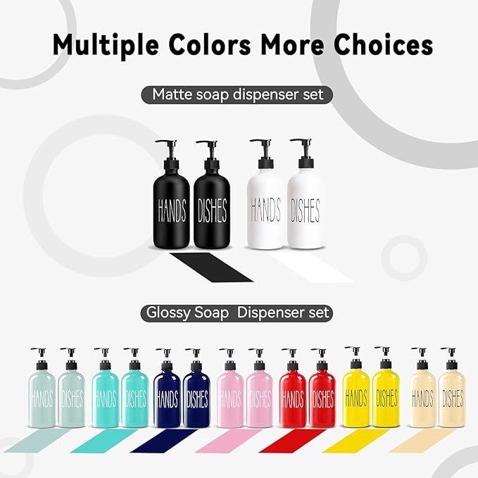 COHOSEGE Glass Soap Dispenser Set 2 Pack,Contains Hand and Dish Soap Dispenser.Premium 16 Oz Black Kitchen Soap Dispenser Set for Kitchen Sink and Farmhouse Decor - Image 6