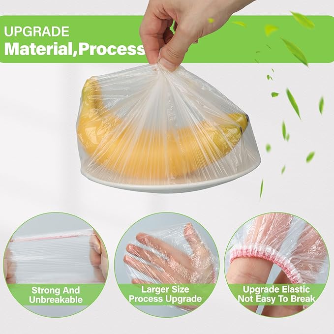 3rd Upgraded Plastic Bowl Covers, 100PCS Bowl Lids for Bread Proofing, 3 Sizes Plastic Covers for Bowls with Elastic, Food Grade Safe Material Food Lids, Reusable - Image 3