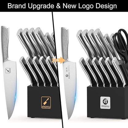 imarku Knife Block Set, 14Pcs High Carbon Stainless Steel Knife Set with Block, Kitchen Knife Set Black, Dishwasher Safe, Build-in Sharpener, Gifts for Mom - Image 6