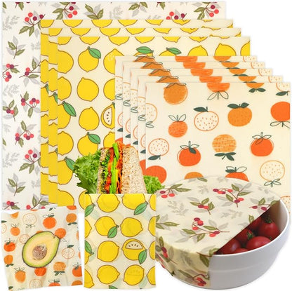 Reusable Beeswax Wrap - 9 Pack Beeswax Wraps for Food, Eco-Friendly Beeswax Food Wraps, Bread Sandwich Wrapper - Organic, Sustainable, Zero Waste, Reusable Plastic-Free Food Storage Wrap, 1XL, 3M, 5S by BYTTME