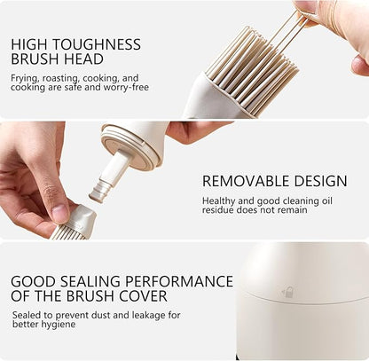 2-in-1 Oil Brush Bottle with Silicone Brush Head, Borosilicate Glass Oil Dispenser for BBQ, Grilling & Cooking, Leak-Proof & No Drip Design, Perfect for Outdoor Camping & Home Kitchen