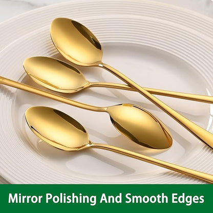 7.5 Inch Gold Iced Tea Spoons,Set Of 8 Stainless Steel Long Coffee Spoons,Long Handle Stirring Spoon For Dessert,Coctails,Ice Cream,Milk,Iced Teaspoons For Bar - Image 2