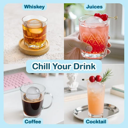 1.8in Large Ice Cube Molds - Big Round Whiskey Plastic Ice Trays for Freezer with Bucket, Scoop, Tongs, 2 Straws - Easy to Fill & Release, Bourbon Cocktail (3 pack, 8 Balls) - Image 7