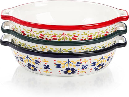 Peohud 3 Pack Ceramic Baking Dishes, 50 Oz Large Casserole Dish for Oven, Oval Au Gratin Pans, Porcelain Bakeware Set Lasagna Pans for Cooking, Cake Dinner, Kitchen, 10 x 7.9 x 2.6 Inches - Image 5