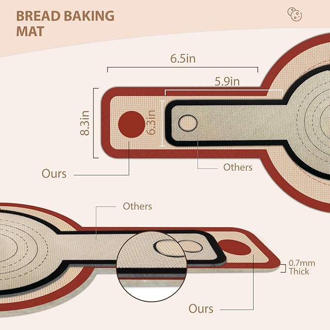 Silicone Bread Sling for Dutch Oven, 2 PCS Red Non-Stick & Reusable Bread Baking Mat with Extra Long Handles, Easy and Safe Sourdough Transfer, Dishwasher Safe Baker's Tools, Round and oval - Image 7