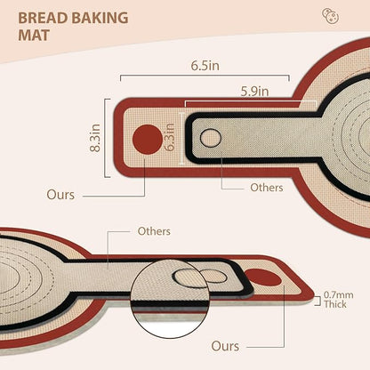 Silicone Bread Sling for Dutch Oven, 2 PCS Red Non-Stick & Reusable Bread Baking Mat with Extra Long Handles, Easy and Safe Sourdough Transfer, Dishwasher Safe Baker's Tools, Round and oval - Image 7