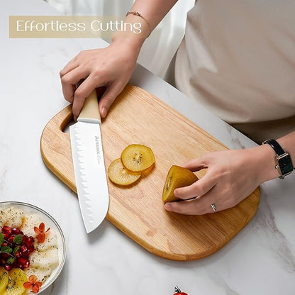 Astercook Kitchen Knife Set with Block and Sharpener 15 Piece Knives Set German High Carbon Stainless Steel Knives Sharp Blade Dishwasher Safe Deba Knives with Ergonomic Handle - Image 7