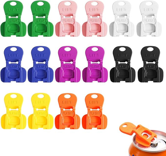 Hand Soda Can Opener, Drink Can Protector Cap, Can Tab Openers & Leak-Proof Drink Covers for Soda, Beer, Coke Shields From Bugs, Bees, Dust (16)