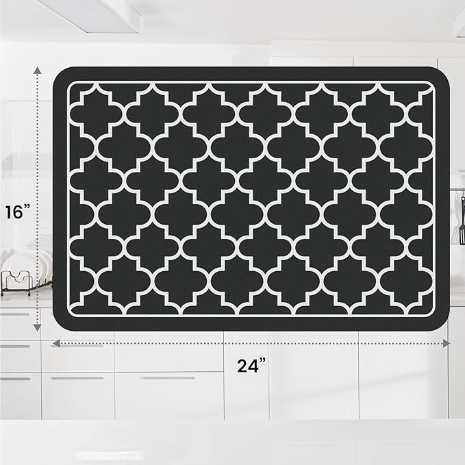 WISELIFE Dish Drying Mat Super Absorbent Drying Mat Large Dish Drying Mats for Kitchen Counter Easy Clean Dish Mat Kitchen Drying Mat16"x 24" Stylish Black - Image 2
