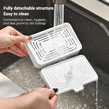 Dish Soap Dispenser for Kitchen Sink,2 in 1 Premium Sponge Holder, Dishwashing Soap Pump Dispenser for Countertop (White) - Image 5