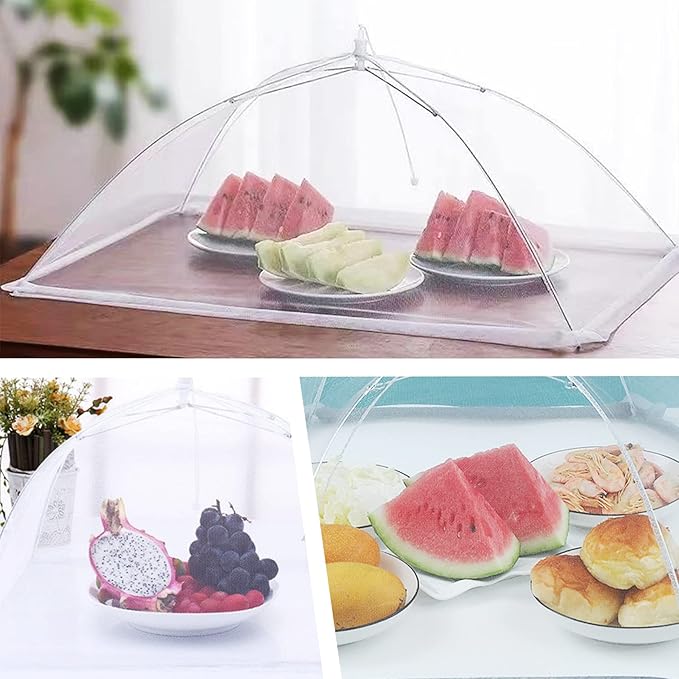 JULBEAR 4 Pcs Large and Tall Mesh Food Cover Tent Umbrella Food Screen Covers for Outside Pop-up Mesh Reusable Food Nets for Parties Picnics Outdoor BBQs Collapsible (2 Pcs 32"x24", 2 Pcs 17"x17") - Image 4