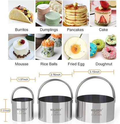 HULISEN Biscuit Cutter Set (3 Pieces/Set), Stainless Steel Round Cookies Cutter with Handle, Professional Baking Dough Tools, Gift Package - Image 3