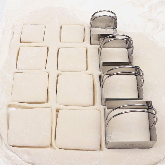 HULISEN Square Biscuit Cutter Set (4 Pieces/Set), Stainless Steel Cookies Cutter with Handle, Professional Baking Dough Tools, Gift Package (Square) - Image 6