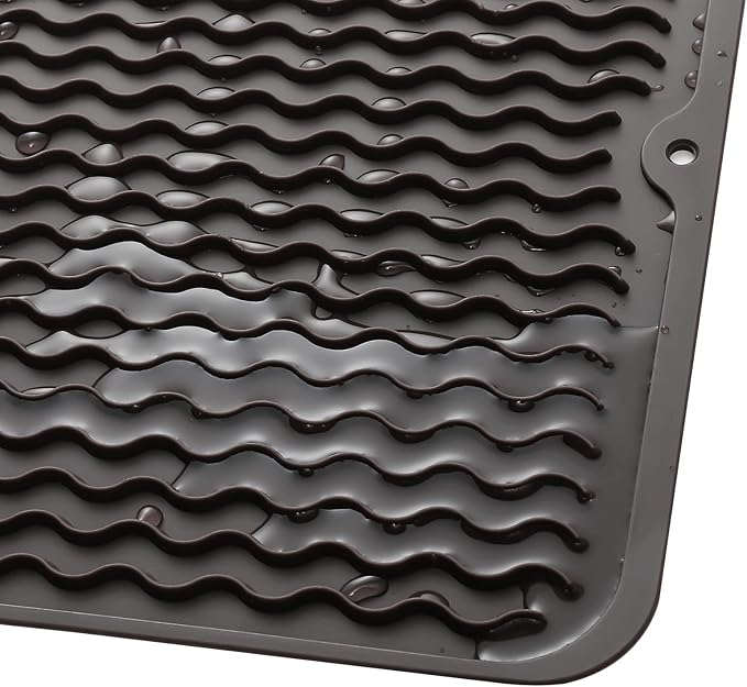 MicoYang Silicone Dish Drying Mat for Multiple Usage,Easy clean,Eco-friendly,Heat-resistant Silicone Mat for Kitchen Counter or Sink,Refrigerator or Drawer liner Coffee M 12 inches x 12 inches - Image 9
