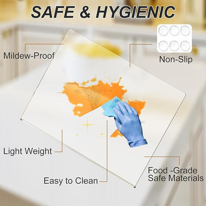 JJL Acrylic Cutting Board with Counter Lip, Anti-Slip, 16 x 12.5 Inches, Clear – Perfect for Cutting Bread, Meat, and Vegetables, Ideal Choice for Kitchen Countertop Décor
